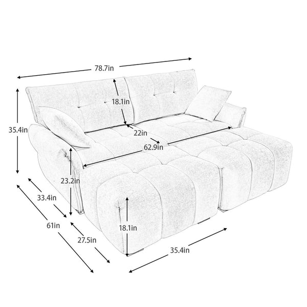 English Elm 2 Seater Chenille Sofa with Ottomans Tufted Plush Couch for Apartment Living Room White W714S01651