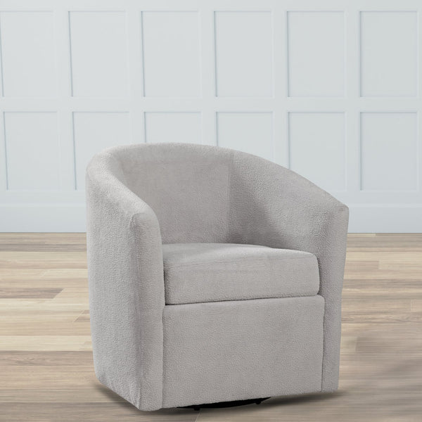 English Elm Oaklynn Barrel Swivel Accent Chair in Durable Performance Fabric — Stain-Resistant, 360° Comfort LIGHT GREY B050P281010