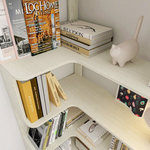 English Elm 90cm L-shaped Corner Bookshelf Five Tier Open Storage for Office Bedroom Living Room W2899P444148