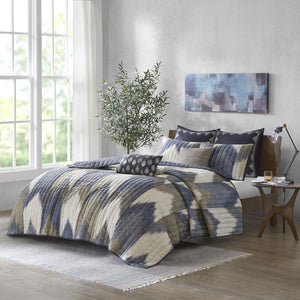English Elm 3 INK+IVY Alpine Printed Cotton Quilt Set King/Cal King – Ikat Chevron, Pre-Washed, OEKO-TEX, Antimicrobial Finish B03596530