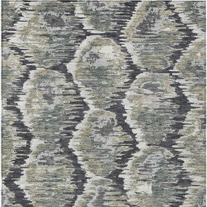 Homeroots 3' Black Charcoal And Silver Abstract Washable Area Rug For Indoor And Outdoor Spaces, Stylish Design 3' X 5' Polyester 586000