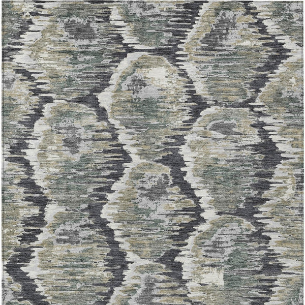Homeroots 3' Black Charcoal And Silver Abstract Washable Area Rug For Indoor And Outdoor Spaces, Stylish Design 3' X 5' Polyester 586000