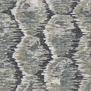 Homeroots 3' Black Charcoal And Silver Abstract Washable Area Rug For Indoor And Outdoor Spaces, Stylish Design 3' X 5' Polyester 586000