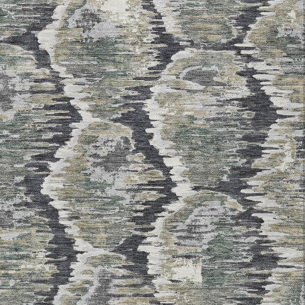 Homeroots 3' Black Charcoal And Silver Abstract Washable Area Rug For Indoor And Outdoor Spaces, Stylish Design 3' X 5' Polyester 586000