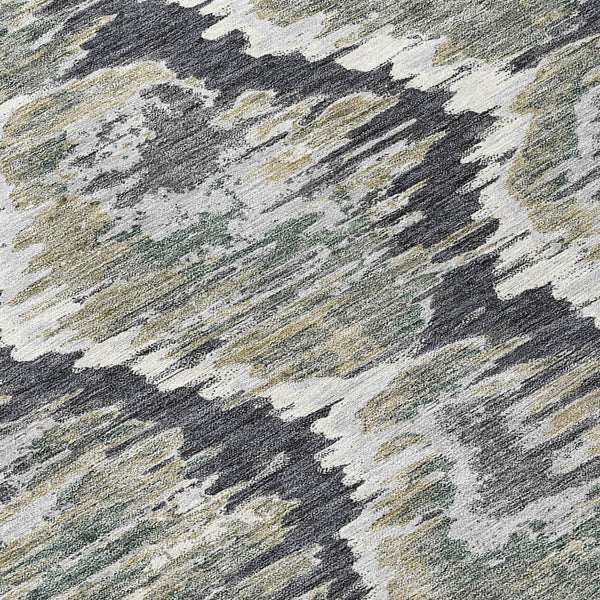 Homeroots 3' Black Charcoal And Silver Abstract Washable Area Rug For Indoor And Outdoor Spaces, Stylish Design 3' X 5' Polyester 586000
