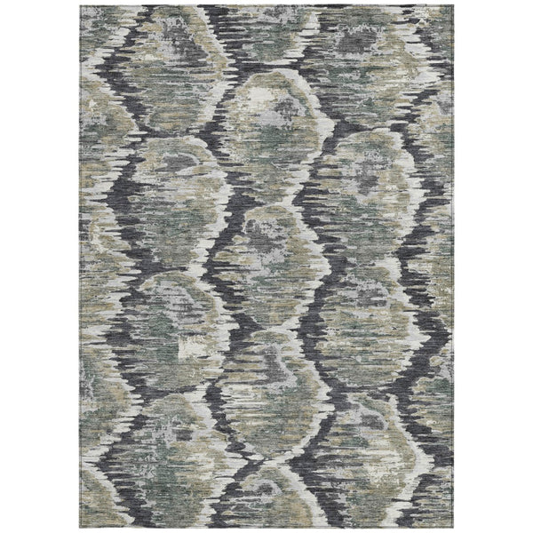 Homeroots 3' Black Charcoal And Silver Abstract Washable Area Rug For Indoor And Outdoor Spaces, Stylish Design 5' X 8' Polyester 586001