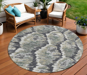 Homeroots 3' Black Charcoal And Silver Abstract Washable Area Rug For Indoor And Outdoor Spaces, Stylish Design 8' Round Polyester 586002