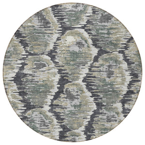 Homeroots 3' Black Charcoal And Silver Abstract Washable Area Rug For Indoor And Outdoor Spaces, Stylish Design 8' Round Polyester 586002