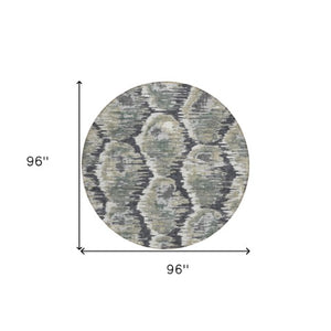Homeroots 3' Black Charcoal And Silver Abstract Washable Area Rug For Indoor And Outdoor Spaces, Stylish Design 8' Round Polyester 586002