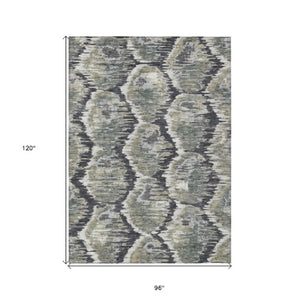 Homeroots 3' Black Charcoal And Silver Abstract Washable Area Rug For Indoor And Outdoor Spaces, Stylish Design 8' X 10' Polyester 586003