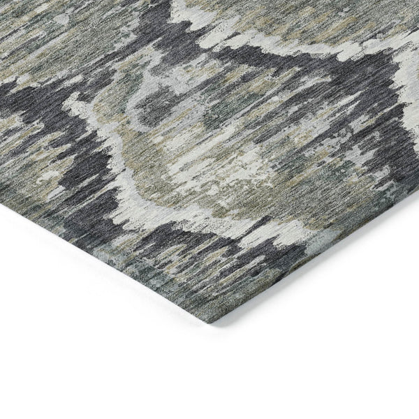Homeroots 3' Black Charcoal And Silver Abstract Washable Area Rug For Indoor And Outdoor Spaces, Stylish Design 9' X 12' Polyester 586004