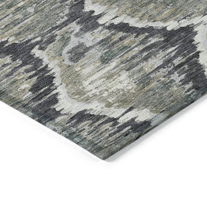 Homeroots 3' Black Charcoal And Silver Abstract Washable Area Rug For Indoor And Outdoor Spaces, Stylish Design 10' X 14' Polyester 586005