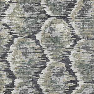 Homeroots 3' Black Charcoal And Silver Abstract Washable Area Rug For Indoor And Outdoor Spaces, Stylish Design 10' X 14' Polyester 586005
