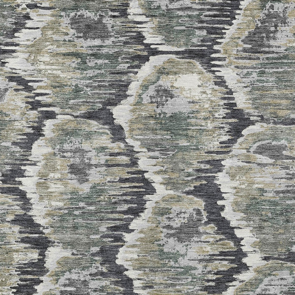 Homeroots 3' Black Charcoal And Silver Abstract Washable Area Rug For Indoor And Outdoor Spaces, Stylish Design 10' X 14' Polyester 586005