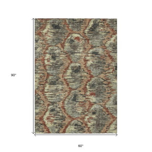 Homeroots 3' Black Charcoal And Silver Abstract Washable Area Rug For Indoor And Outdoor Spaces, Stylish Design 5' X 8' Polyester 586007