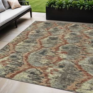 Homeroots 3' Black Charcoal And Silver Abstract Washable Area Rug For Indoor And Outdoor Spaces, Stylish Design 5' X 8' Polyester 586007