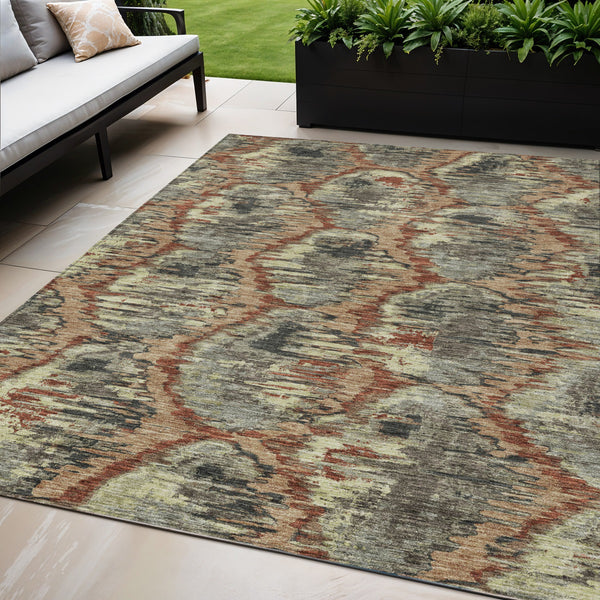 Homeroots 3' Black Charcoal And Silver Abstract Washable Area Rug For Indoor And Outdoor Spaces, Stylish Design 5' X 8' Polyester 586007