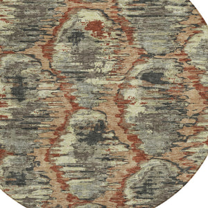 Homeroots 3' Black Charcoal And Silver Abstract Washable Area Rug For Indoor And Outdoor Spaces, Stylish Design 8' Round Polyester 586008