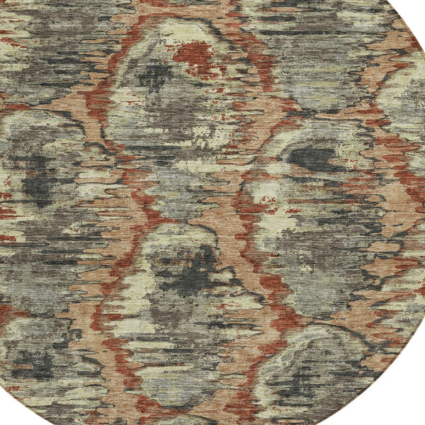 Homeroots 3' Black Charcoal And Silver Abstract Washable Area Rug For Indoor And Outdoor Spaces, Stylish Design 8' Round Polyester 586008