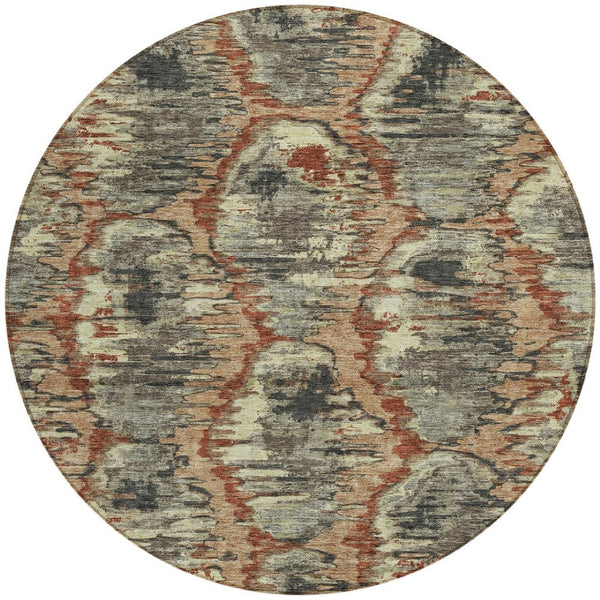 Homeroots 3' Black Charcoal And Silver Abstract Washable Area Rug For Indoor And Outdoor Spaces, Stylish Design 8' Round Polyester 586008