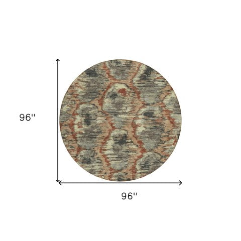 Homeroots 3' Black Charcoal And Silver Abstract Washable Area Rug For Indoor And Outdoor Spaces, Stylish Design 8' Round Polyester 586008