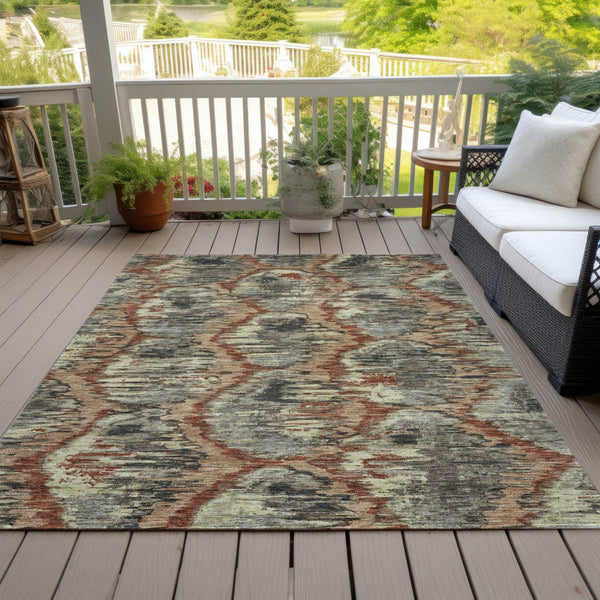 Homeroots 3' Black Charcoal And Silver Abstract Washable Area Rug For Indoor And Outdoor Spaces, Stylish Design 8' X 10' Polyester 586009