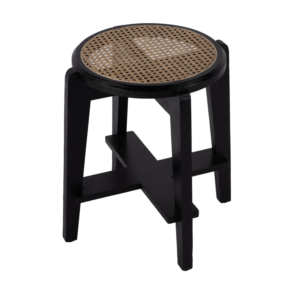 Butler Specialty Dryden Round Cane And Wood Backless Stool - Stylish Seating And Versatile Decor For Any Room Black,Natural Mango,Cane 5860140-butler