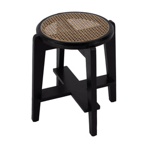 Butler Specialty Dryden Round Cane And Wood Backless Stool - Stylish Seating And Versatile Decor For Any Room Black,Natural Mango,Cane 5860140-butler