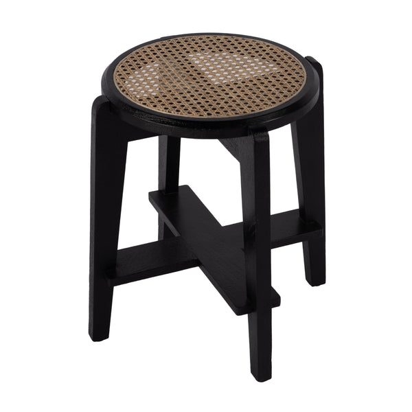 Butler Specialty Dryden Round Cane And Wood Backless Stool - Stylish Seating And Versatile Decor For Any Room Black,Natural Mango,Cane 5860140-butler