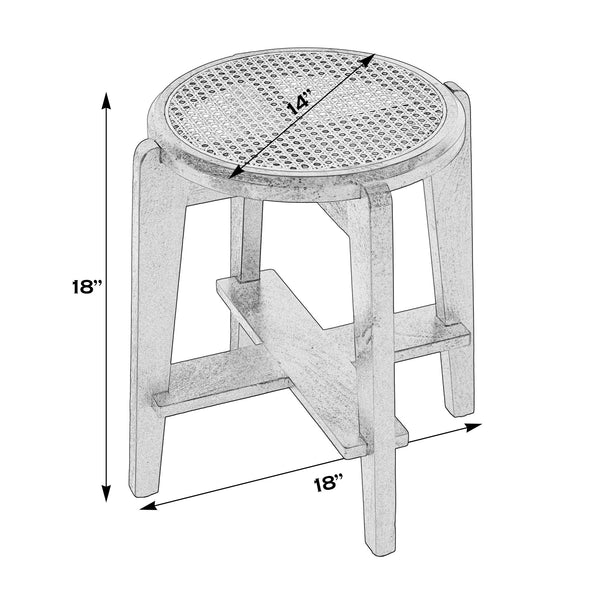 Butler Specialty Dryden Round Cane And Wood Backless Stool - Stylish Seating And Versatile Decor For Any Room Black,Natural Mango,Cane 5860140-butler