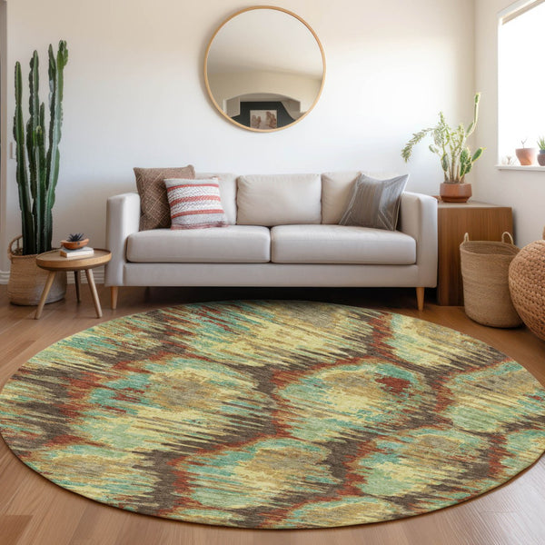 Homeroots 3' Black Charcoal And Silver Abstract Washable Area Rug For Indoor And Outdoor Spaces, Stylish Design 8' Round Polyester 586014