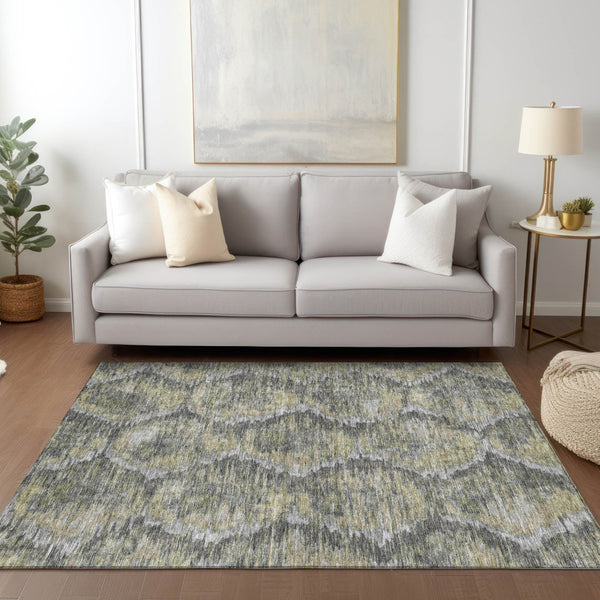 Homeroots 3' Black Charcoal And Silver Abstract Washable Area Rug For Indoor And Outdoor Spaces, Stylish Design 3' X 5' Polyester 586018