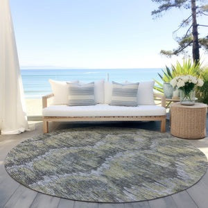Homeroots 3' Black Charcoal And Silver Abstract Washable Area Rug For Indoor And Outdoor Spaces, Stylish Design 8' Round Polyester 586020