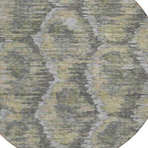 Homeroots 3' Black Charcoal And Silver Abstract Washable Area Rug For Indoor And Outdoor Spaces, Stylish Design 8' Round Polyester 586020