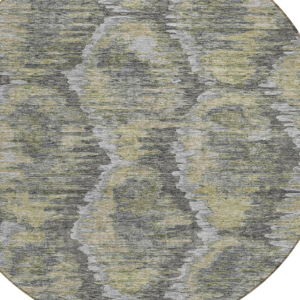 Homeroots 3' Black Charcoal And Silver Abstract Washable Area Rug For Indoor And Outdoor Spaces, Stylish Design 8' Round Polyester 586020