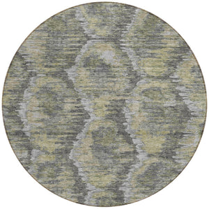 Homeroots 3' Black Charcoal And Silver Abstract Washable Area Rug For Indoor And Outdoor Spaces, Stylish Design 8' Round Polyester 586020
