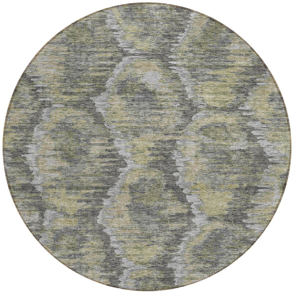 Homeroots 3' Black Charcoal And Silver Abstract Washable Area Rug For Indoor And Outdoor Spaces, Stylish Design 8' Round Polyester 586020