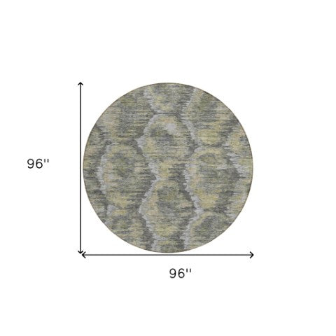 Homeroots 3' Black Charcoal And Silver Abstract Washable Area Rug For Indoor And Outdoor Spaces, Stylish Design 8' Round Polyester 586020