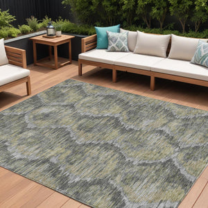 Homeroots 3' Black Charcoal And Silver Abstract Washable Area Rug For Indoor And Outdoor Spaces, Stylish Design 8' X 10' Polyester 586021