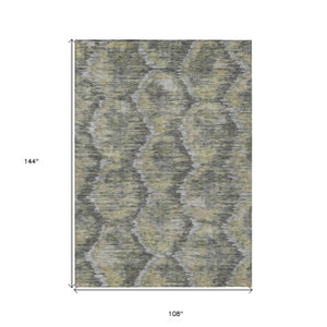 Homeroots 3' Black Charcoal And Silver Abstract Washable Area Rug For Indoor And Outdoor Spaces, Stylish Design 9' X 12' Polyester 586022