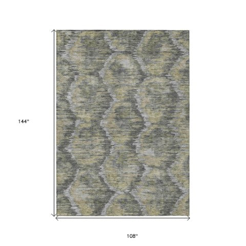 Homeroots 3' Black Charcoal And Silver Abstract Washable Area Rug For Indoor And Outdoor Spaces, Stylish Design 9' X 12' Polyester 586022