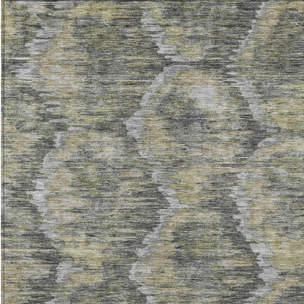 Homeroots 3' Black Charcoal And Silver Abstract Washable Area Rug For Indoor And Outdoor Spaces, Stylish Design 9' X 12' Polyester 586022