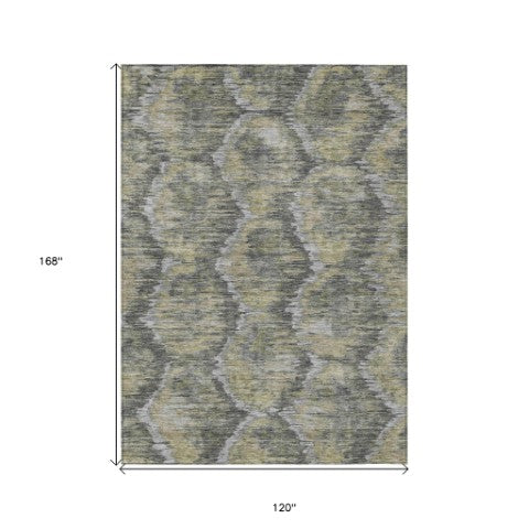 Homeroots 3' Black Charcoal And Silver Abstract Washable Area Rug For Indoor And Outdoor Spaces, Stylish Design 10' X 14' Polyester 586023