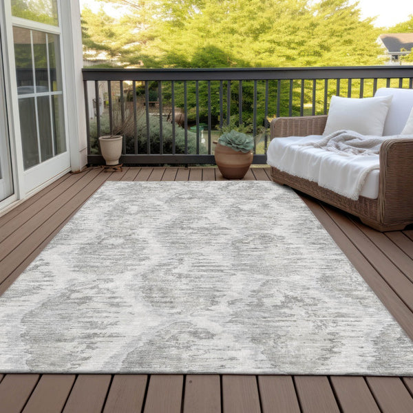 Homeroots 3' Black Charcoal And Silver Abstract Washable Area Rug For Indoor And Outdoor Spaces, Stylish Design 3' X 5' Polyester 586024