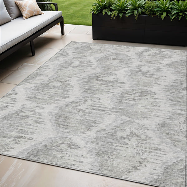 Homeroots 3' Black Charcoal And Silver Abstract Washable Area Rug For Indoor And Outdoor Spaces, Stylish Design 5' X 8' Polyester 586025