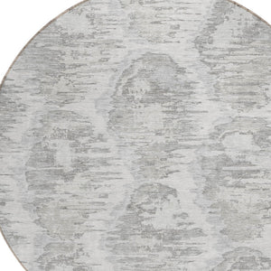 Homeroots 3' Black Charcoal And Silver Abstract Washable Area Rug For Indoor And Outdoor Spaces, Stylish Design 8' Round Polyester 586026