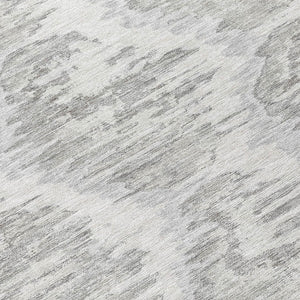 Homeroots 3' Black Charcoal And Silver Abstract Washable Area Rug For Indoor And Outdoor Spaces, Stylish Design 8' Round Polyester 586026