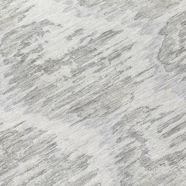 Homeroots 3' Black Charcoal And Silver Abstract Washable Area Rug For Indoor And Outdoor Spaces, Stylish Design 8' Round Polyester 586026