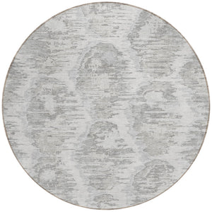 Homeroots 3' Black Charcoal And Silver Abstract Washable Area Rug For Indoor And Outdoor Spaces, Stylish Design 8' Round Polyester 586026