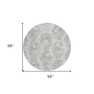 Homeroots 3' Black Charcoal And Silver Abstract Washable Area Rug For Indoor And Outdoor Spaces, Stylish Design 8' Round Polyester 586026